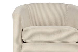English Elm Beige Corduroy Swivel Accent Chair with U-Backrest, 360° Rotation, Plush Cushion, Compact Modern Design B011P370421