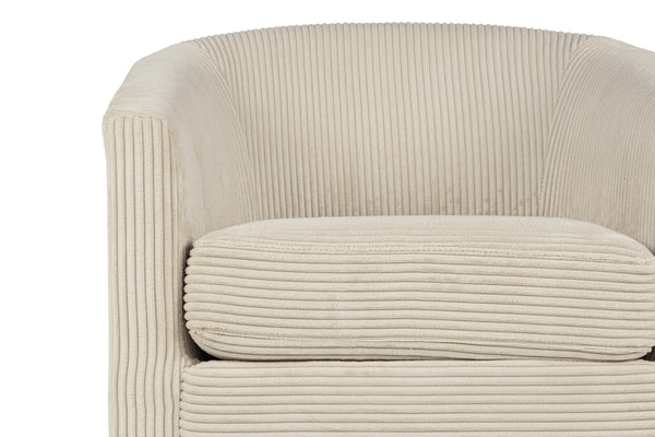 English Elm Beige Corduroy Swivel Accent Chair with U-Backrest, 360° Rotation, Plush Cushion, Compact Modern Design B011P370421