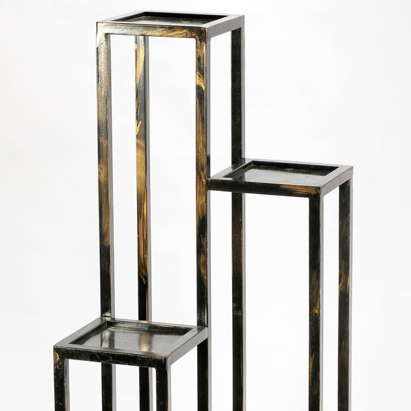 English Elm 47.25" Elegant 4-Tier Black And Gold Cast Metal Plant Stand For Stylish Indoor/Outdoor Display B072115993