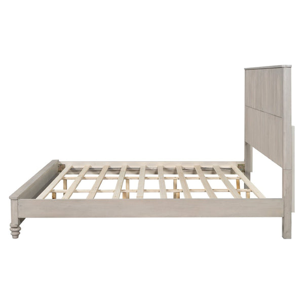 English Elm Solid Rubberwood Queen Platform Bed Tall Headboard Natural Grain No Box Spring W1716S00018