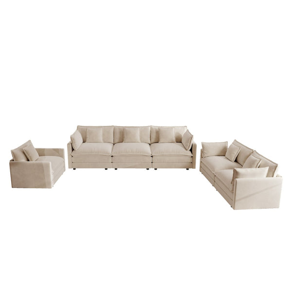 English Elm Modern Chenille Sectional Sofa Set Three Piece Extra Deep Living Room Seating W714S00892