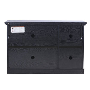 English Elm 45" Mirrored Acrylic Door Sideboard Mdf Buffet Cabinet with Adjustable Shelves Black W2899P372750