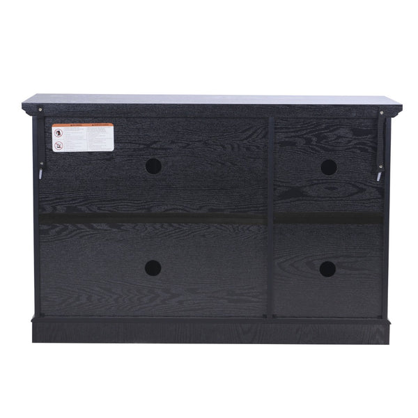English Elm 45" Mirrored Acrylic Door Sideboard Mdf Buffet Cabinet with Adjustable Shelves Black W2899P372750