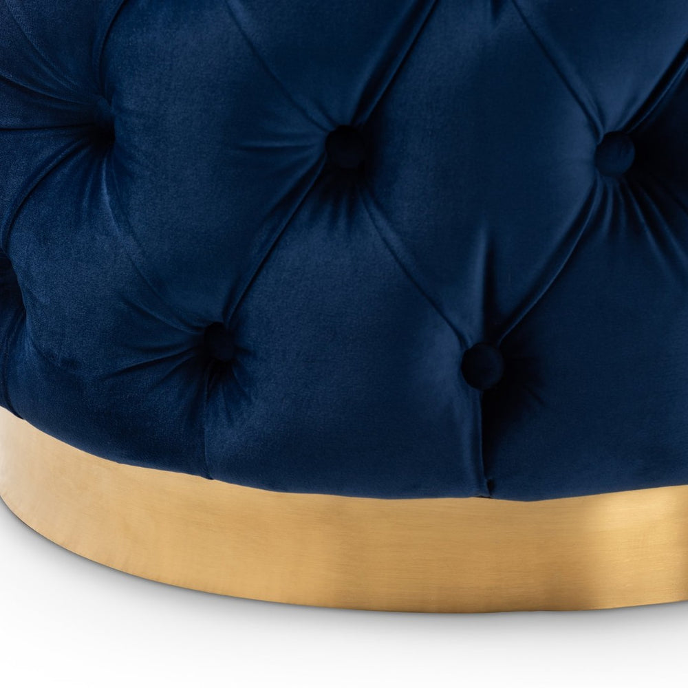 Baxton Studio Baxton Studio Royal Blue Velvet Ottoman with Gold Base - Glamorous Button Tufted Accent Piece TSFOT030-Dark Royal Blue/Gold-Otto