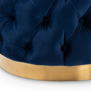Baxton Studio Baxton Studio Royal Blue Velvet Ottoman with Gold Base - Glamorous Button Tufted Accent Piece TSFOT030-Dark Royal Blue/Gold-Otto