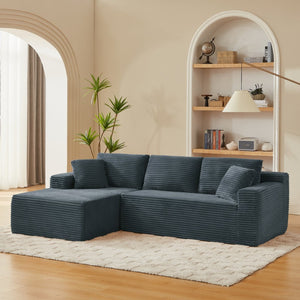 English Elm L-shaped Modular Cloud Sectional Corduroy Sofa Deep Seat Sleeper for Living Room W2339S00119