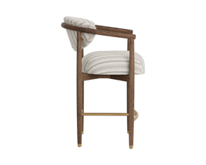 Sunpan SIGRID Counter Stool – Stylish Antique Brown with Gifford Script Upholstery for Ultimate Comfort 112742
