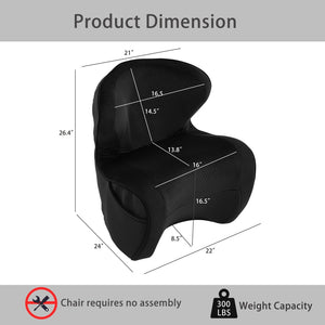English Elm Ergonomic Floor Chair Velvet Upholstered Lumbar Support Seat for Reading Nook or Lounge Black W1097P462006