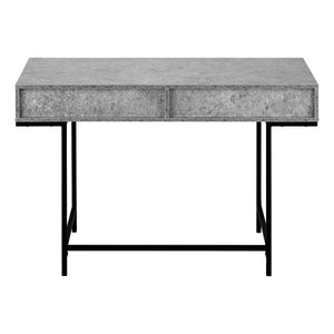 English Elm Computer Desk with 2 Storage Drawers and Metal Base, 48" Work Surface, Stone-Look Laminate, Modern Design Grey 50 L x 26 W x 5 H B2710P219845