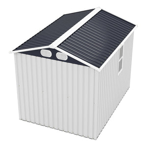 English Elm Campcraft 8x6 Outdoor Metal Storage Shed with Lockable Doors and Ventilation for Backyard White W1598S00045