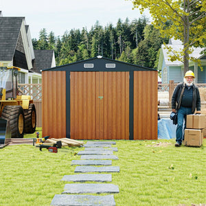 English Elm Campcraft Galvanized Steel Outdoor Storage Shed with Triple Lockable Doors and Vents W1598S00036