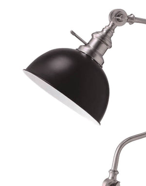 English Elm Industrial Table Lamp Vintage Industrial Stain Metal with Circular Base Curved Stem 22" Height Ambient Lighting Nickel 13 L x 6 W x 18 H B2741P317239