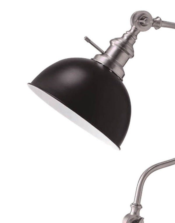 English Elm Industrial Table Lamp Vintage Industrial Stain Metal with Circular Base Curved Stem 22" Height Ambient Lighting Nickel 13 L x 6 W x 18 H B2741P317239