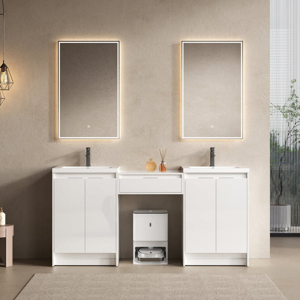 English Elm 72" Freestanding Bathroom Vanity With Soft-Close Drawers, Resin Sink & Extra Storage For Elegance W999S00427