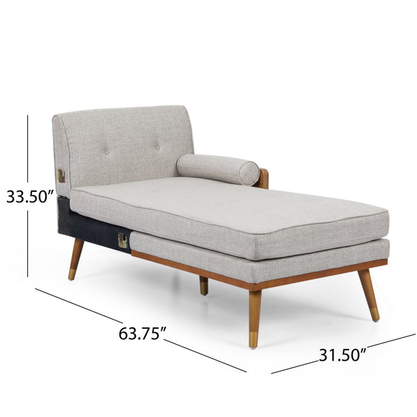 English Elm Christopher Knight Home® - Sofa Beige Mid-Century Modern Sectional with Chaise, Button-Tufted Waffle Stitch & Gold-Tip Legs 68261.00BGE_68262.00BGE