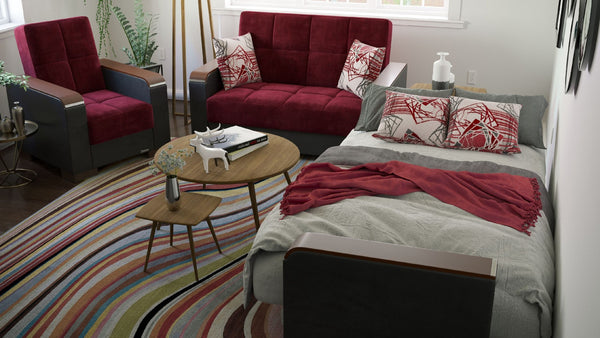 English Elm Primenest Zenaero Convertible Armchair With Storage - Burgundy Microfiber, Ideal For Compact Spaces B030P286237-GIGA