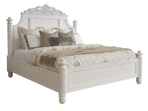 Lexington Barclay Butera Santorini Panel Bed With Removable Crown, Fluted Posts, And Elegant Bun Feet For Luxurious Comfort Polo Mallet White  937-135c