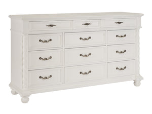 Lexington Barclay Butera Aegean Elegant Triple Dresser With 12 Soft-closing Drawers And Decorative Turned Post Design Polo Mallet White  937-233