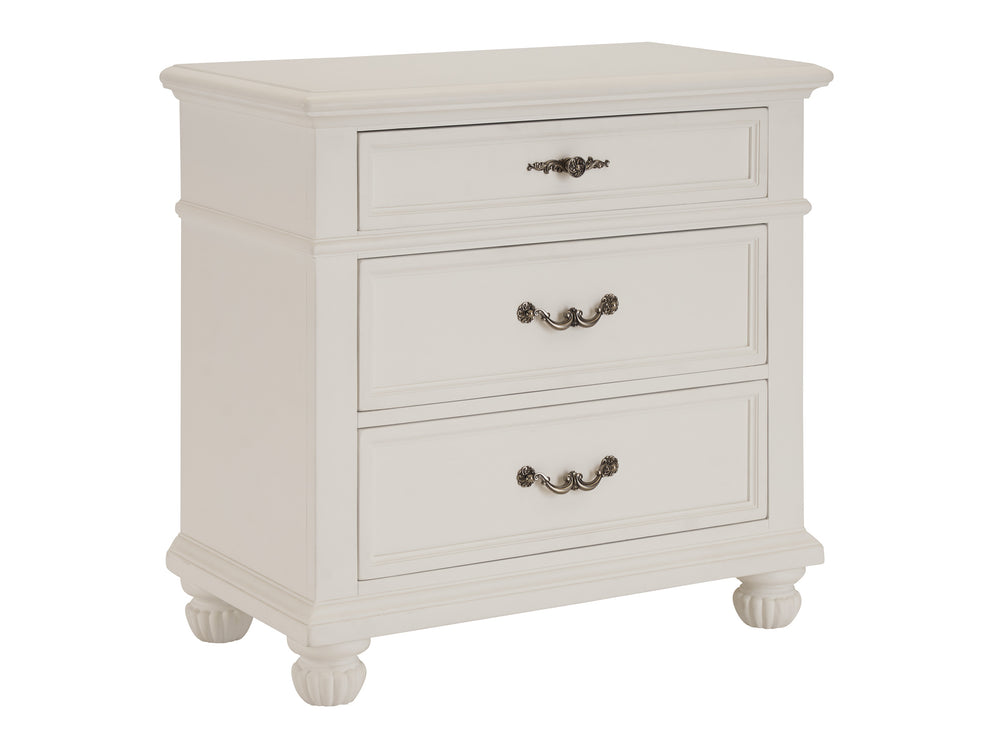 Lexington Barclay Butera Caruso Nightstand With Three Soft-closing Drawers And Elegant Fluted Bun Feet For Stylish Storage Polo Mallet White  937-621