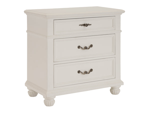 Lexington Barclay Butera Caruso Nightstand With Three Soft-closing Drawers And Elegant Fluted Bun Feet For Stylish Storage Polo Mallet White  937-621