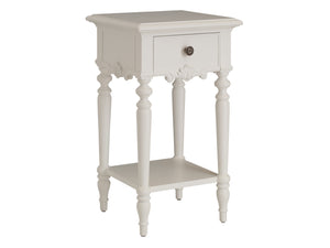 Lexington Barclay Butera Genoa Night Table - Elegant Soft-closing Drawer, Decorative Carvings & Versatile Shelf For Any Room Polo Mallet White  937-622