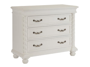 Lexington Barclay Butera Barletta Bachelor’S Chest - Elegant Three-drawer Storage With Decorative Turned Posts & Bun Feet Polo Mallet White  937-624