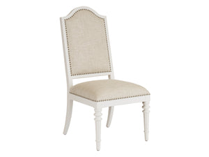 Lexington Barclay Butera Corsica Upholstered Side Chair - Elegant Design With Fluted Legs & Nailhead Trim For Modern Spaces Polo Mallet White  937-880-01