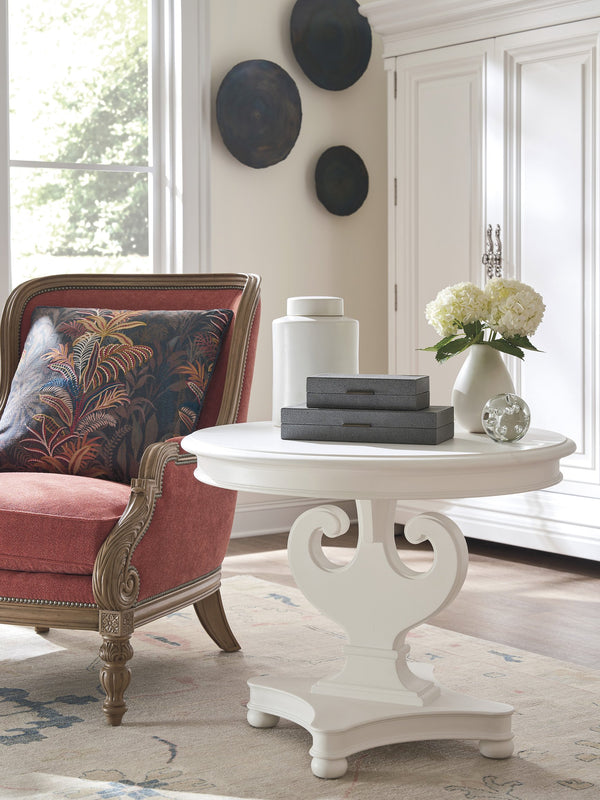 Lexington Barclay Butera Athenia Center Table - Exquisite Greek Urn Design With Classic Bun Feet For Elegant Living Spaces Polo Mallet White  937-924c