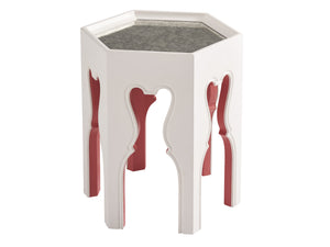 Lexington Barclay Butera Bilbao Hexagonal End Table With Antiqued Mirror Top And Coral Accents For Stylish Interior Decor Polo Mallet White  937-951cr