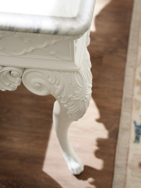Lexington Barclay Butera Mykonos Console Table - Exquisite Carrara Marble Top With Elegant Fretwork And Cabriole Legs Polo Mallet White  937-966