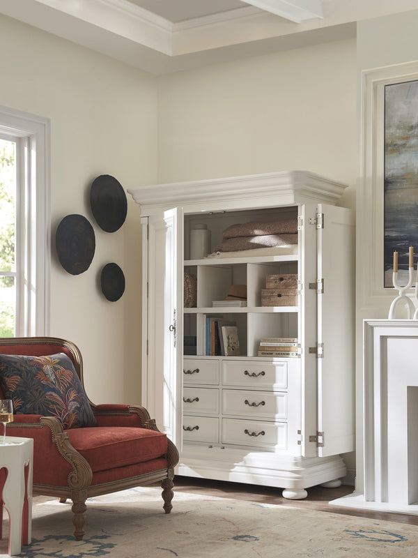 Lexington Barclay Butera Grand Villa Cabinet: Elegant 63-inch Storage Solution With Adjustable Shelves And Soft-closing Drawers Polo Mallet White  937-975c