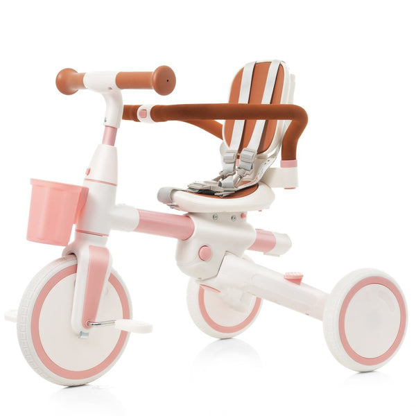 English Elm 7 in 1 Convertible Toddler Tricycle Aluminum Frame Push Trike with Rotating Seat Canopy Pink N726P300636G