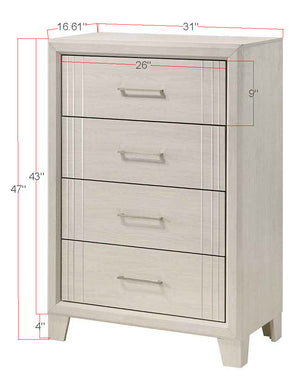 English Elm 1pc Contemporary Tall Chest with Faux Marble Top and Four Drawers for Elegant Bedroom Storage Beige 19.49 L x 34.25 W x 47.24 H B2741P330646
