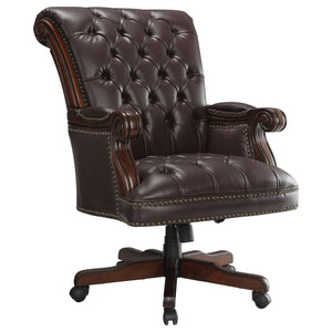 English Elm Everly Dark Brown Tufted Adjustable Height Office Chair with Plush Leatherette, Ergonomic Comfort and Timeless Style B062P328649