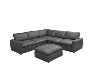 English Elm Leather Match L-shaped Sectional Sofa with Top-grain Upholstery for Open Living Rooms Blue Gray B2748S00170