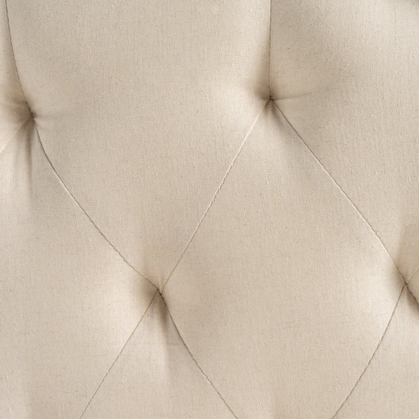 English Elm Tufted Queen Headboard with Nailhead Trim Solid Wood Frame Adjustable Iron Legs Beige 57875.00