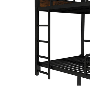 English Elm Full Xl Metal Bunk Bed - Versatile Loft & Platform Configuration With Vintage Wood Accents & Safety W1580S00228