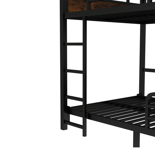 English Elm Full Xl Metal Bunk Bed - Versatile Loft & Platform Configuration With Vintage Wood Accents & Safety W1580S00228