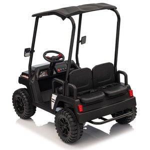 English Elm 24v Kids Electric Ride on Truck Four Seat All Wheel Drive Spring Suspension Sunshade Black W1578P381262