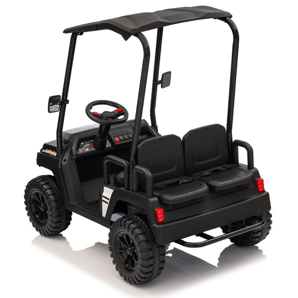 English Elm 24v Kids Electric Ride on Truck Four Seat All Wheel Drive Spring Suspension Sunshade Black W1578P381262