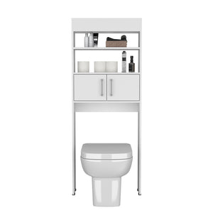 English Elm Over Jozz Toilet Cabinet White - Space-Saving 24.56" W x 8" D x 63" H Engineered Wood, Modern Durable Design B092P309167