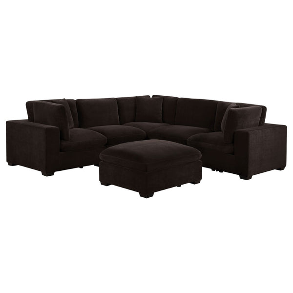 English Elm Murtagh Six Piece Modular Sectional Soft Fabric Lounge Sofa with Tapered Wooden Legs B062S01584