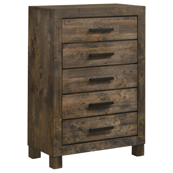 English Elm Bren Five Drawer Chest Rubberwood Grain Build Farmhouse Bedroom Storage B062P451984