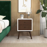 English Elm Ashcroft Furniture - Caroline Mid Century Modern Style White Night Stand 2-Drawer