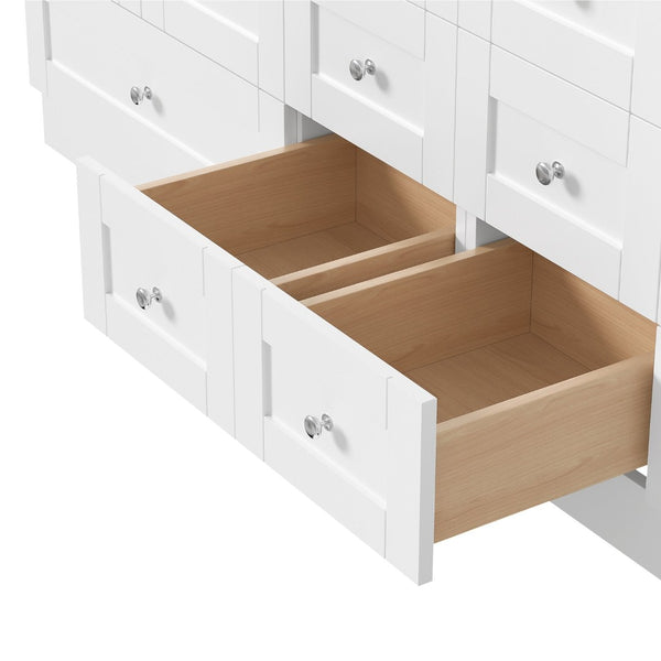 English Elm 72" Freestanding Bathroom Vanity Mdf Shaker Style with Ceramic Sink and Soft Close Storage N729P000031K