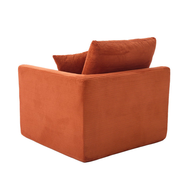 English Elm UNITED Cloud Couch Modular Sectional Sofa with Corduroy Cover, Ergonomic 2-Seater, No Assembly Needed Orange W1568P371118