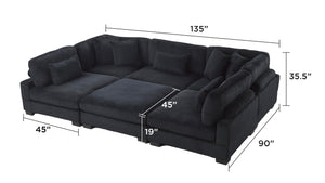 English Elm Bentley U-Shaped Modular Sectional In Black Corduroy - Stylish, Comfortable, Customizable Seating Solution B009S02138