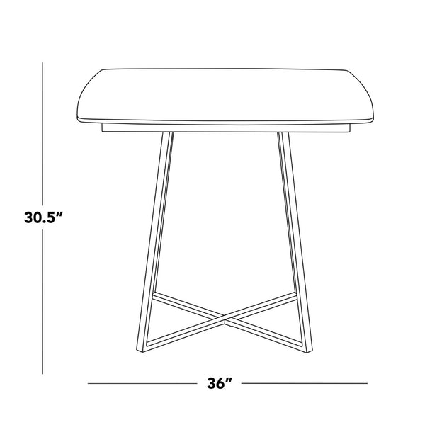 English Elm Dinette Square Ceramic Top Dining Table with Gold Metal Base for Small Spaces B202P471540