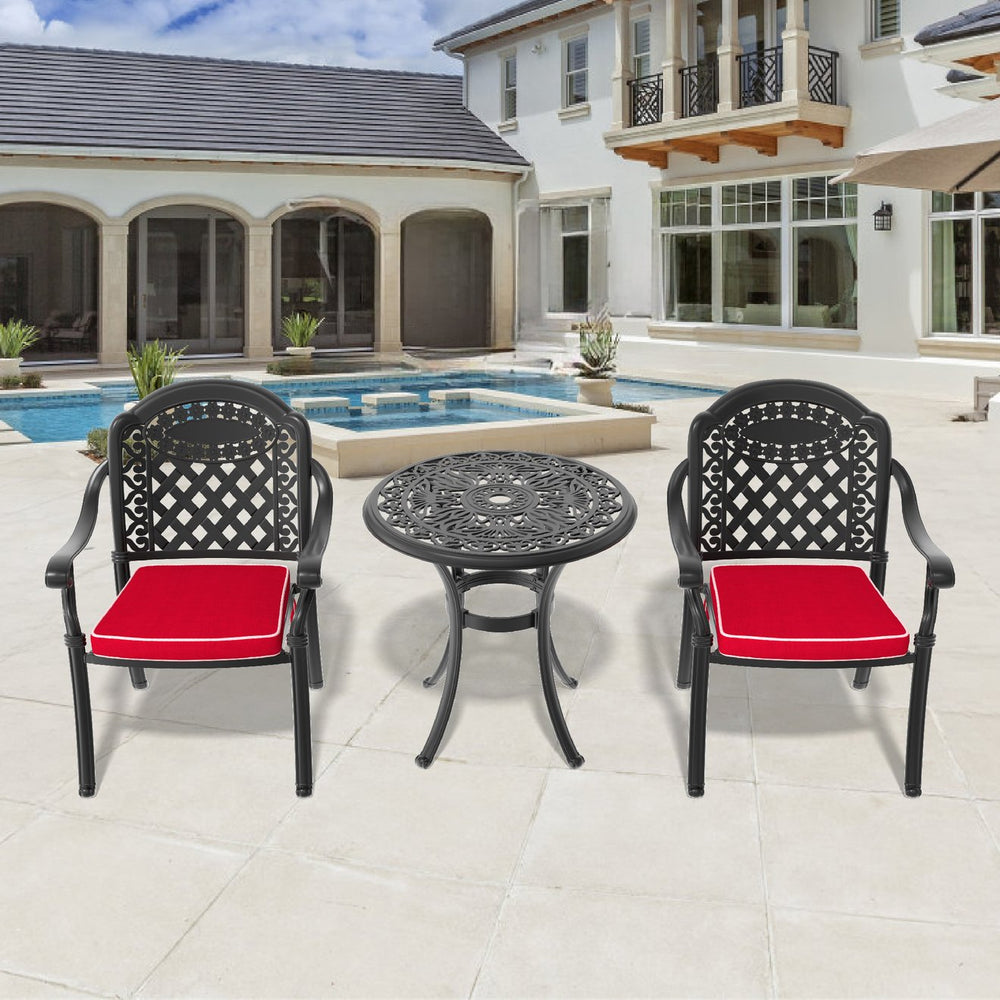 English Elm 3-Piece Cast Aluminum Patio Furniture Set With Cushions – Stylish, Space-Saving Design For Outdoor Relaxation W1710S00414