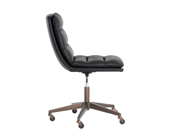 Sunpan Stinson Office Chair - Luxurious Comfort With Antique Brass Base And Easy Mobility For Your Workspace Black Faux Leather 111971